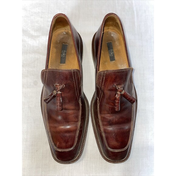 Folio New York Italy Dress Loafers Mens Size 11 M Brown Leather  Slip On Tassels main image 5